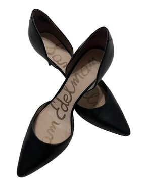 Sam Edelman Black Leather Opal d'Orsay Pointed Toe Pumps Size 10.5 Classic